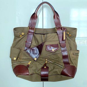 Alexander McQueen Faithful Olive Canvas & Leather tote shoulder bag
